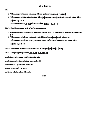 Đề kiểm tra 1 tiết môn Hình học Lớp 10 - Năm học 2015-2016 (Có đáp án)